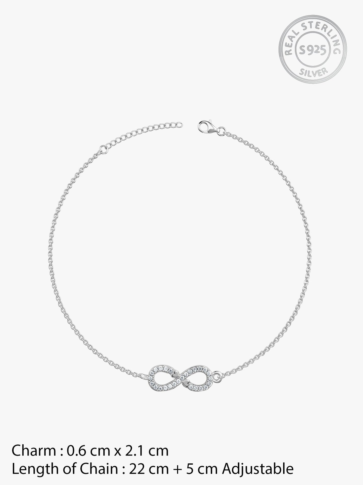 Silver Infinity Zircon Anklet