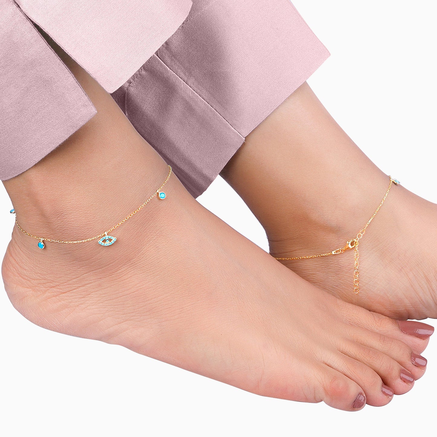 Golden Charming Evil Eye Anklet
