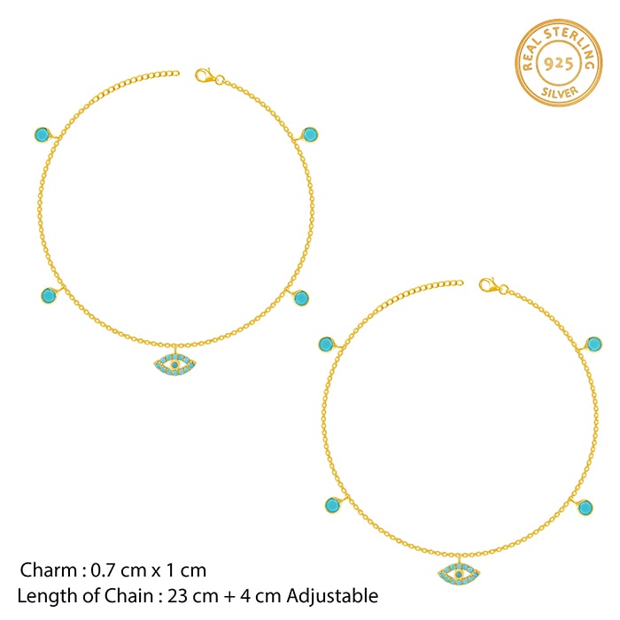 Golden Charming Evil Eye Anklet