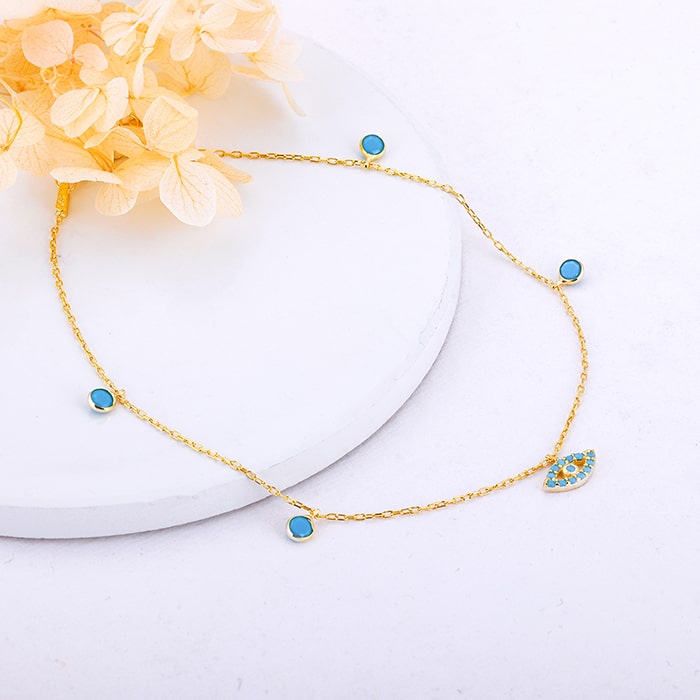 Golden Charming Evil Eye Anklet