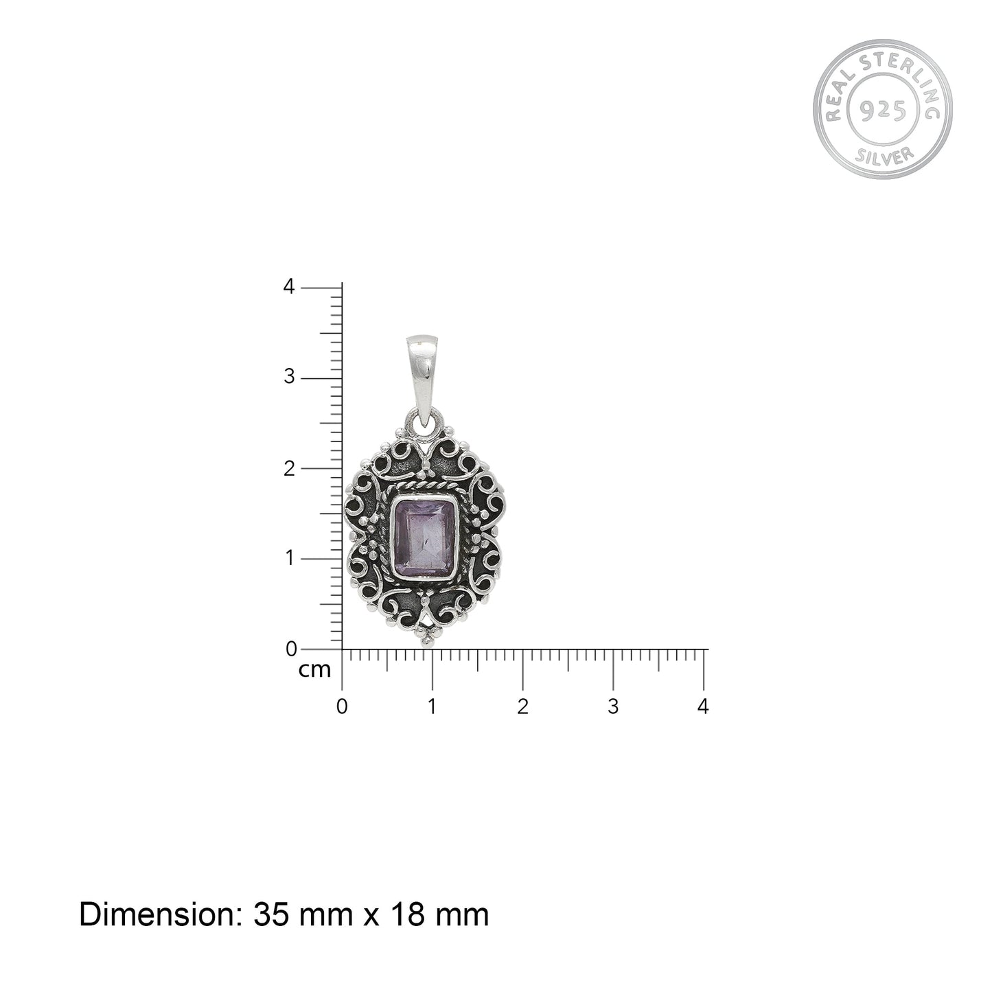 Oxidised Purple Elegance Pendant with Box Chain