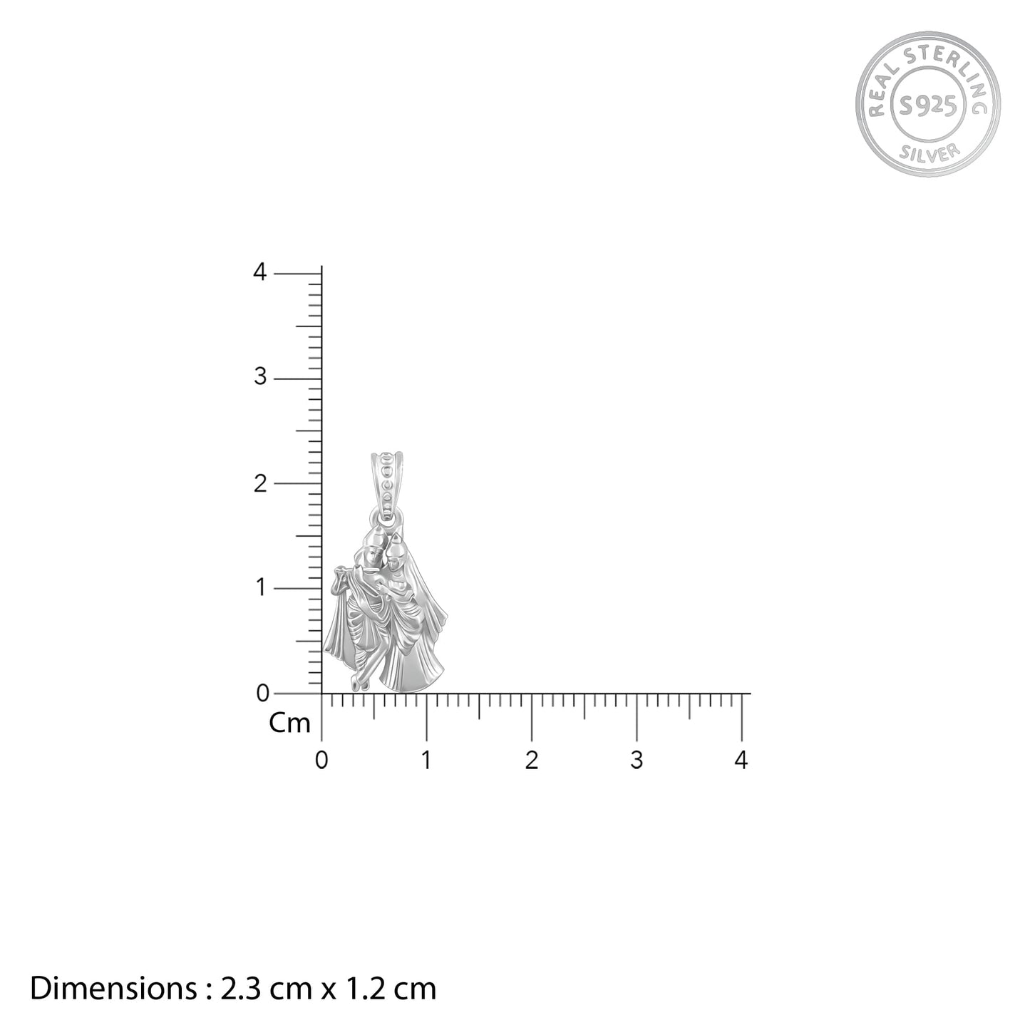 Silver Radha-Krishna Pendant with Box Chain