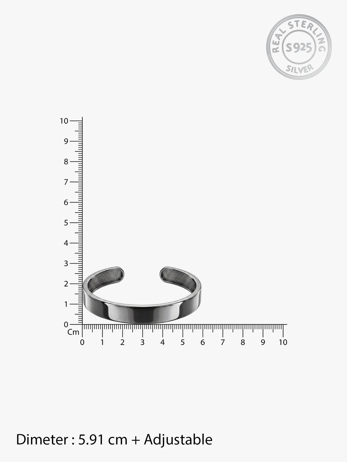 Black Rhodium Gladiator Half Kada For Him