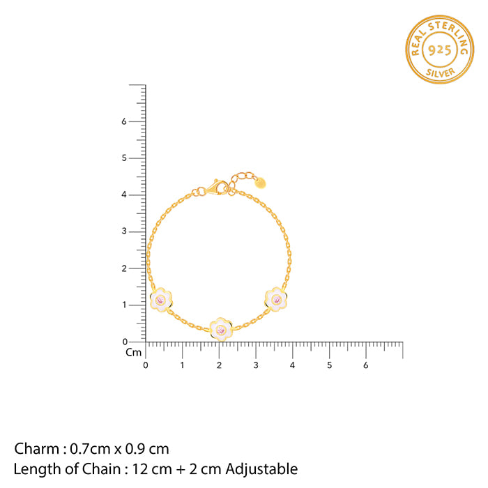 Golden White Flower Kids Bracelet (0 - 2 years)