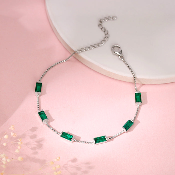 Silver Bold Baguette Bracelet
