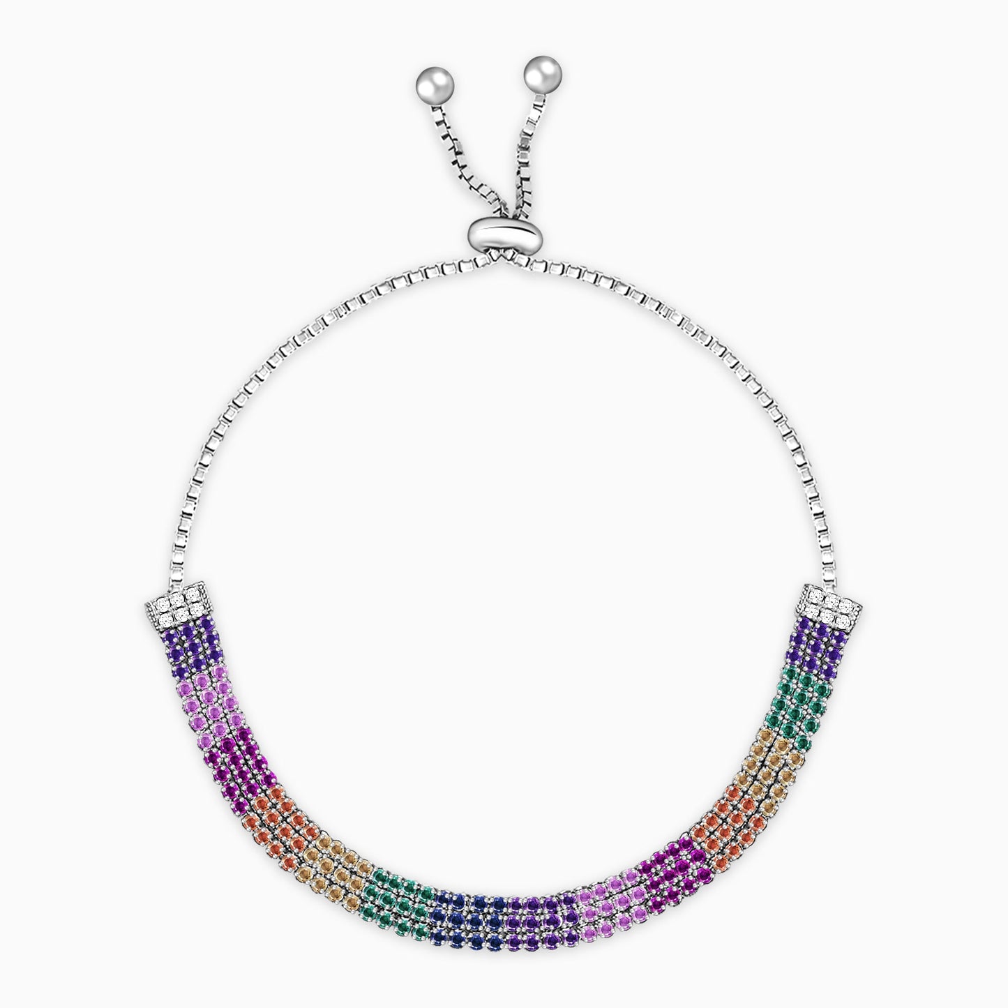 Silver Triple Layer Rainbow Bracelet