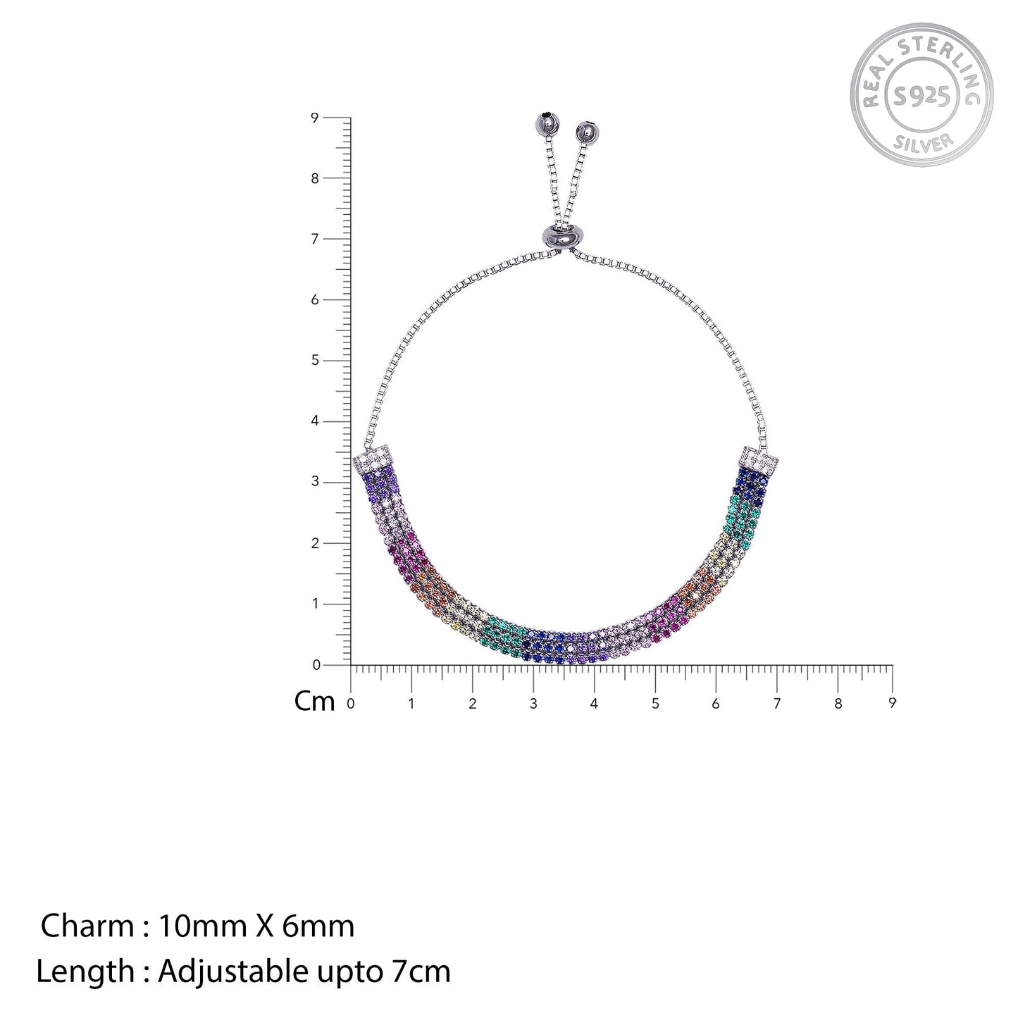 Silver Triple Layer Rainbow Bracelet