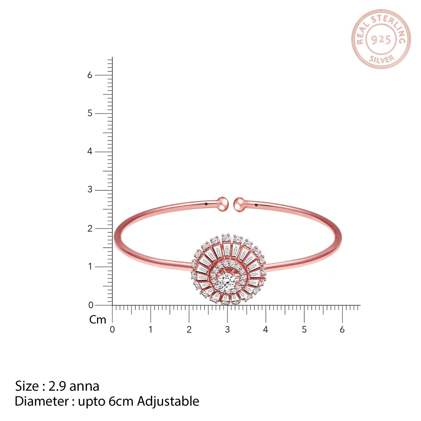 Anushka Sharma Rose Gold Baguette Sunshine Bangle Bracelet