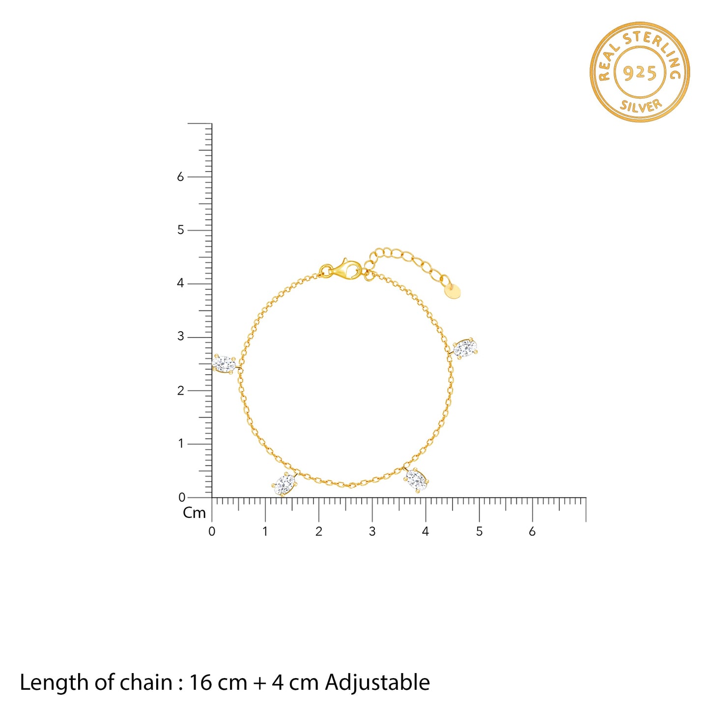 Golden Zircon Charm Bracelet