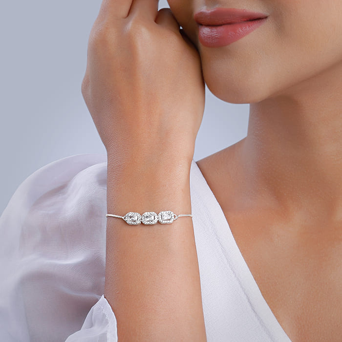 Silver Triple Zircon Bracelet