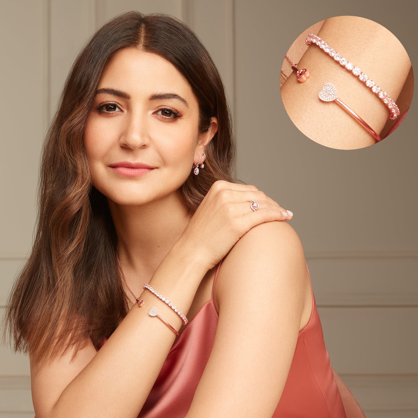Rose Gold Classic Zircon Studded Bracelet