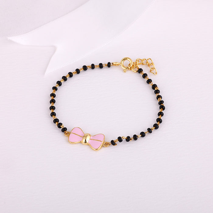 Golden Pink Bow Infant Bracelet (0-18 months)