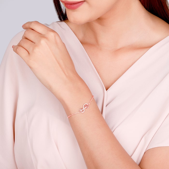 Rose Gold Intertwined Leaves Bracelet