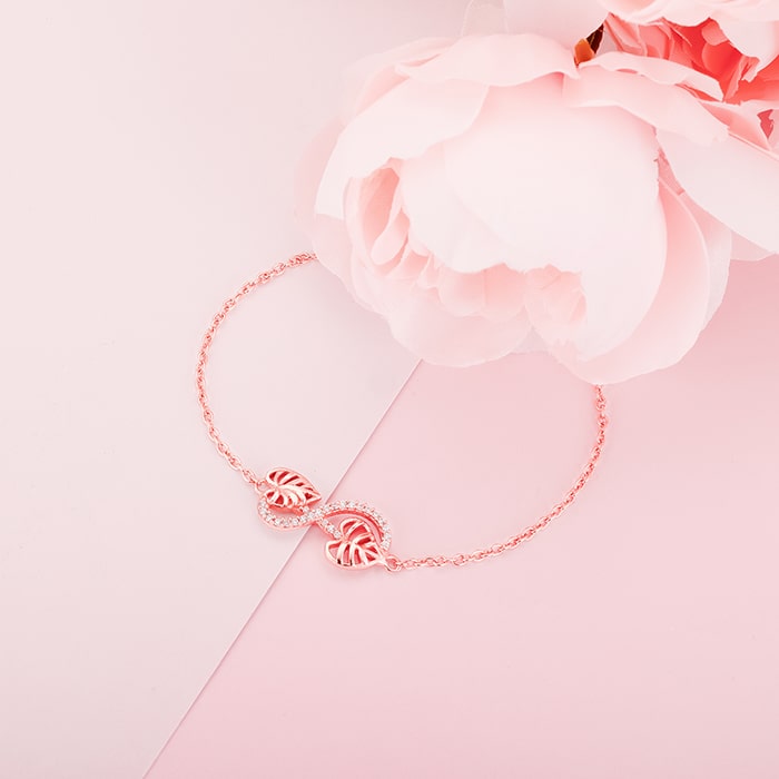 Rose Gold Intertwined Leaves Bracelet