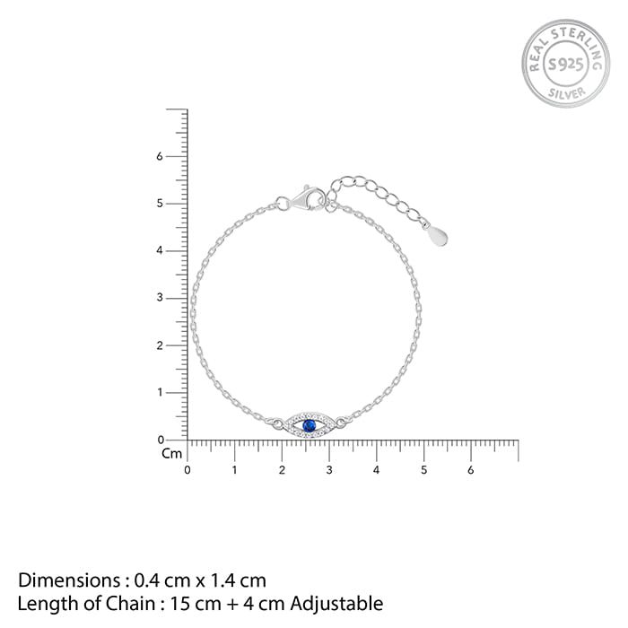 Silver Evil Eye Blue Bracelet