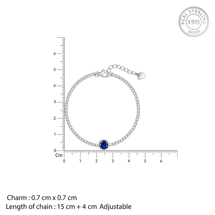 Silver Circle of Blue Tennis Bracelet