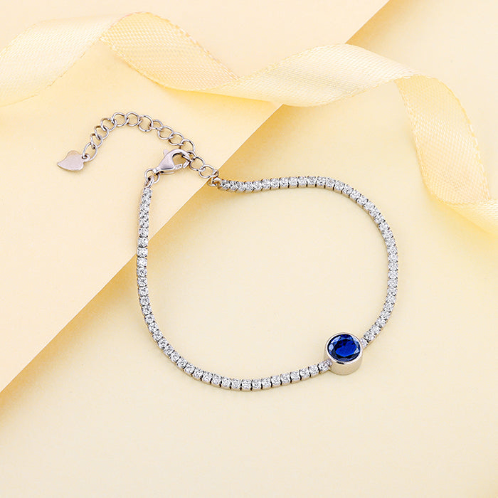 Silver Circle of Blue Tennis Bracelet