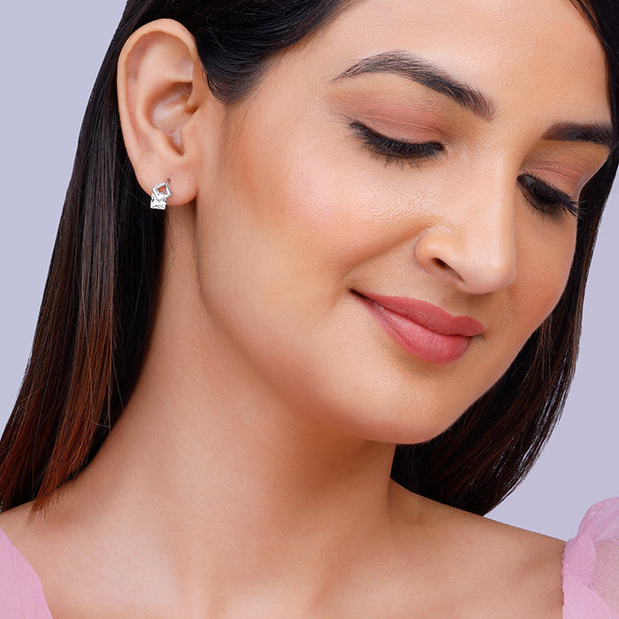 Silver Quadrangle Earrings