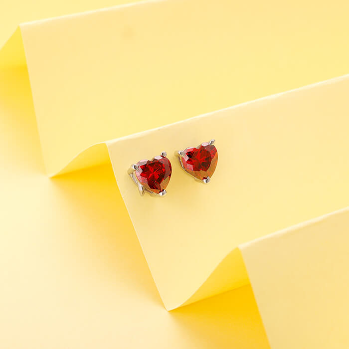 Silver Valentine Heart Stud Earrings