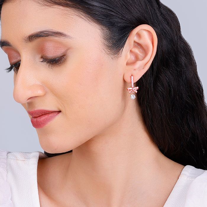 Rose Gold Ribbon Dance Earrings