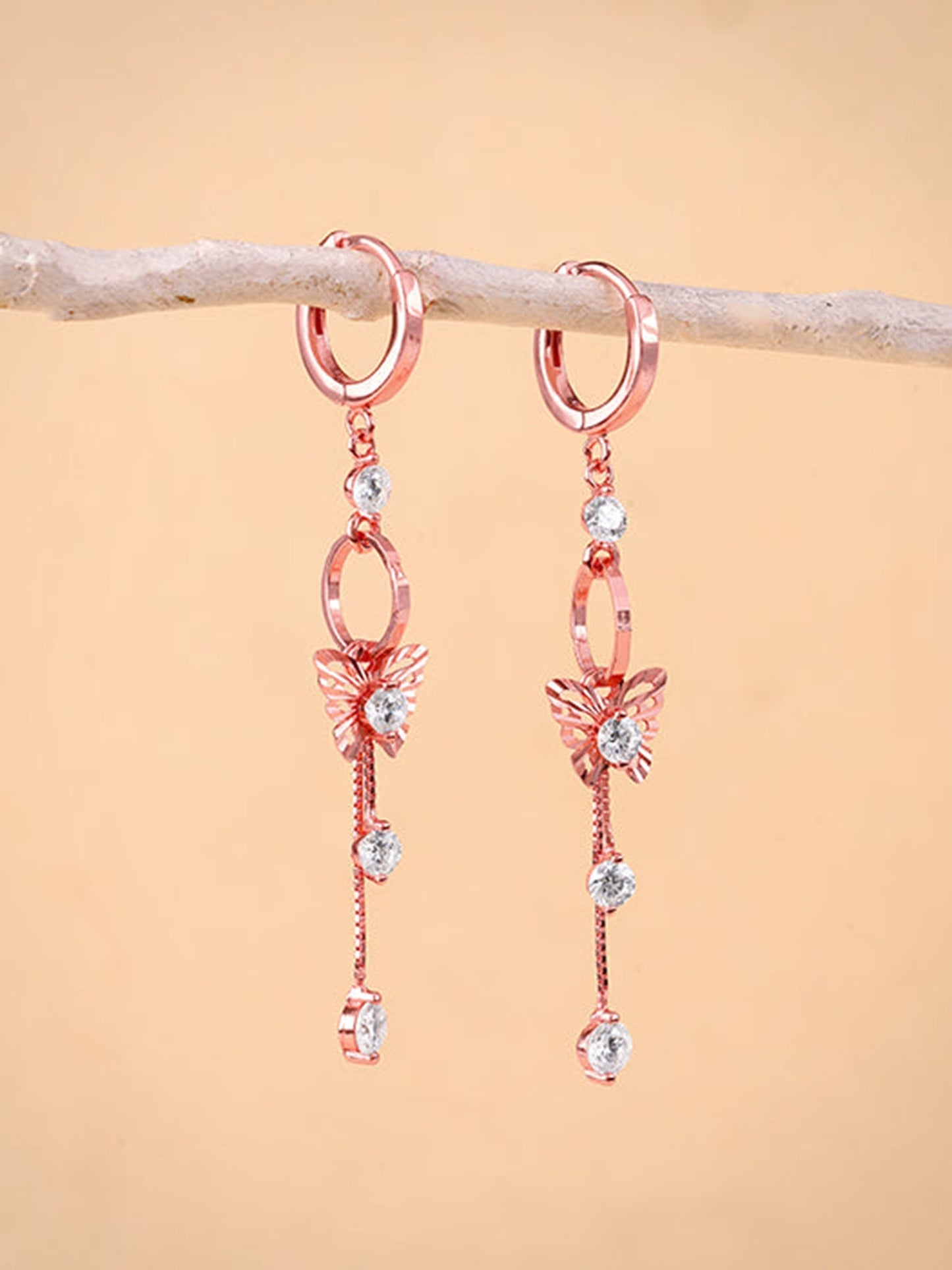 Rose Gold Charming Butterfly Earrings