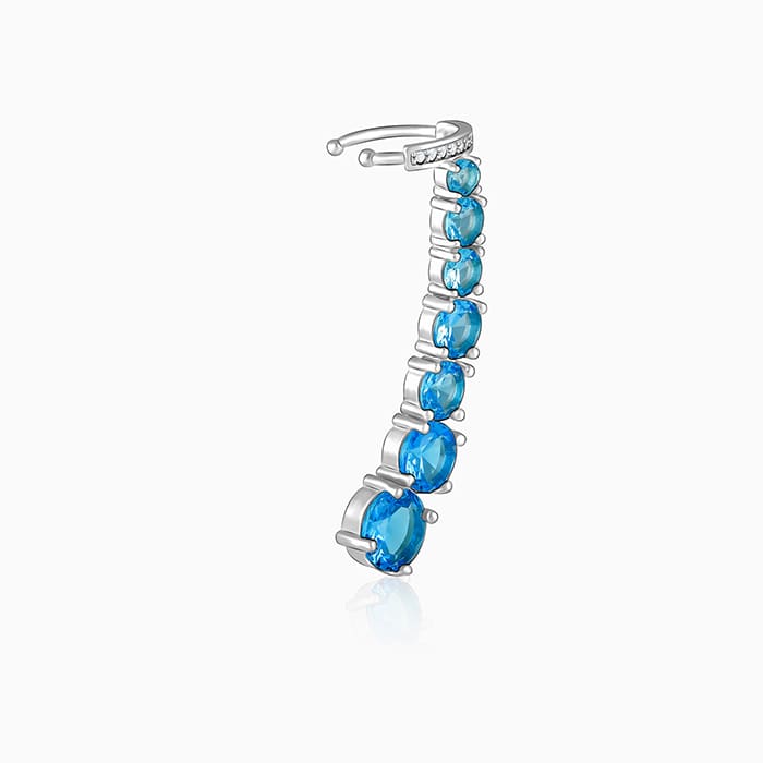 Silver Aqua Love Ear Cuffs