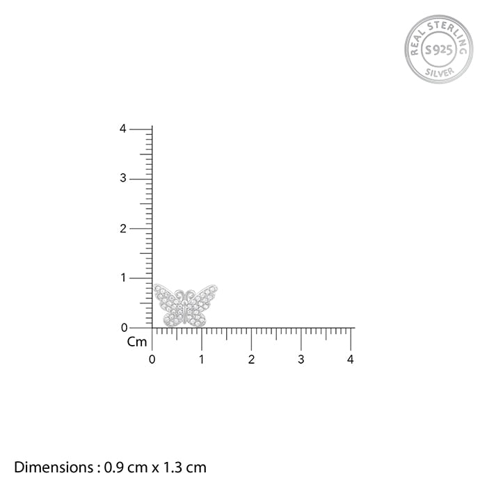 Silver Zircon Butterfly Studs