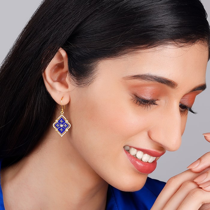 Golden Queen's Music Room Lantern Zircon Earrings
