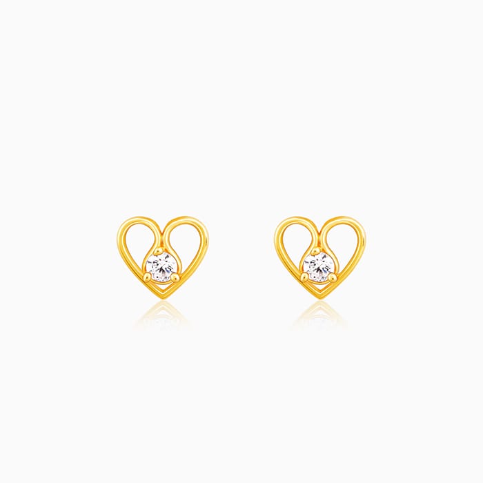 Golden Zircon Studded Heart Earrings