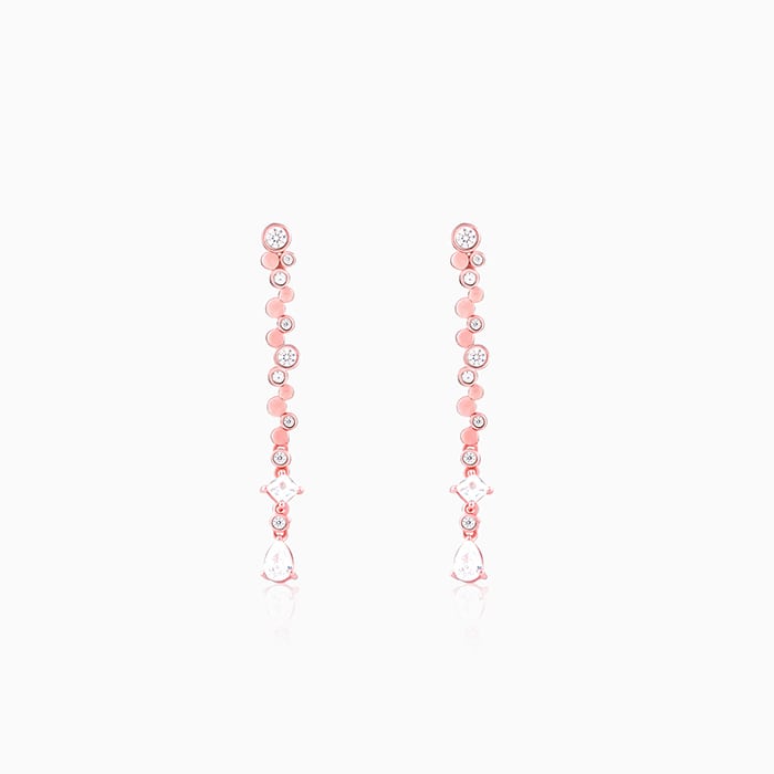 Rose Gold Zircon Dangle Earrings