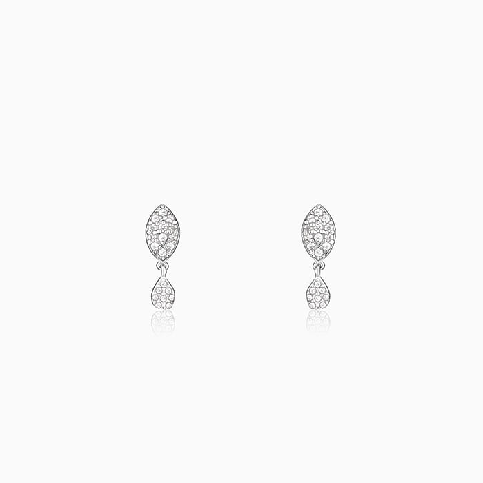 Silver Zircon Tear Drop Earrings