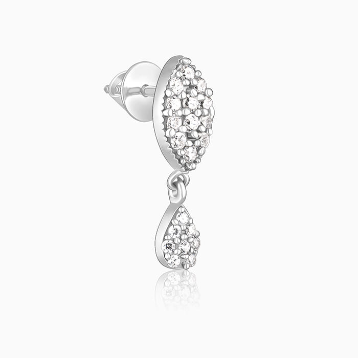 Silver Zircon Tear Drop Earrings