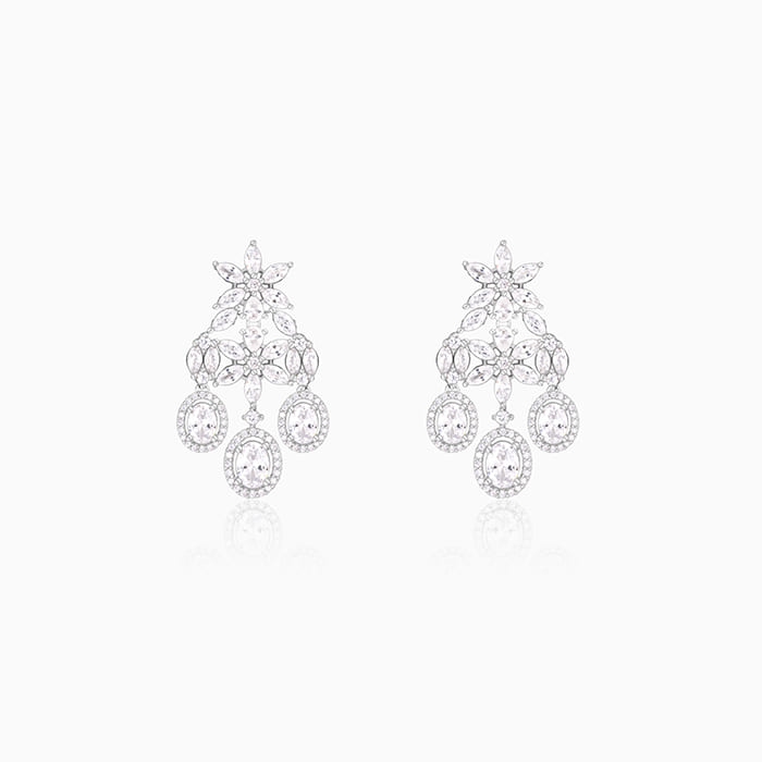 Silver Gleaming Bridal Drop Earrings