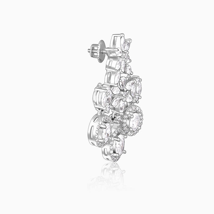 Silver Gleaming Bridal Drop Earrings