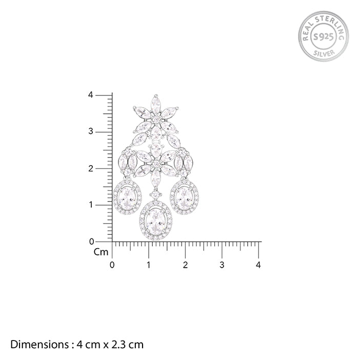 Silver Gleaming Bridal Drop Earrings