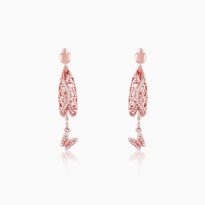 Rose Gold Lively Butterfly Earrings