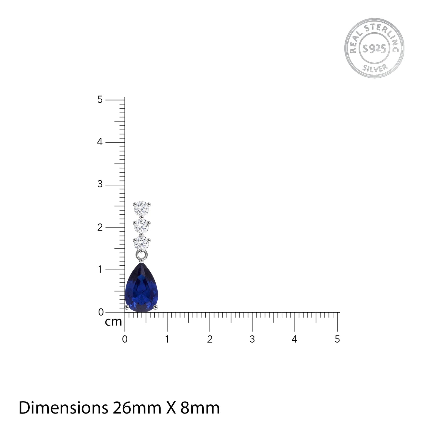 Silver Sapphire Blue Drop Earrings