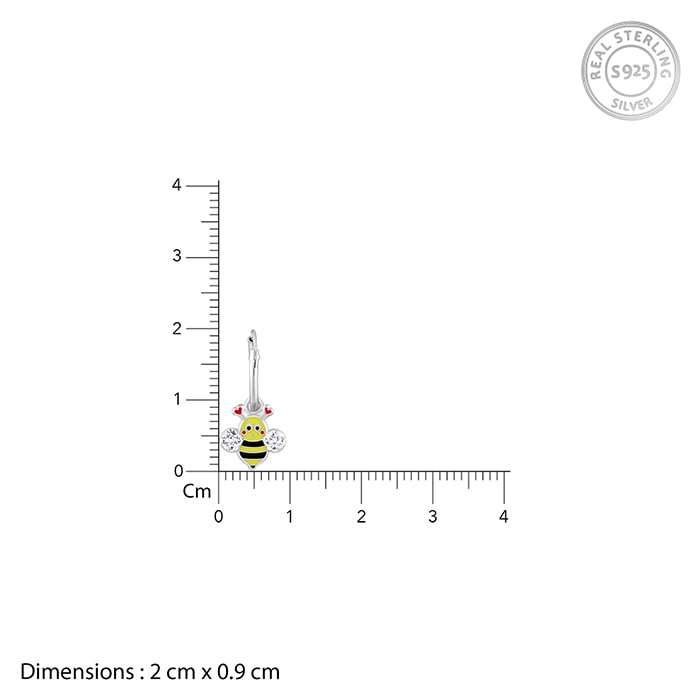 Silver Cheery Bee Kids Hoop Earrings (4-12 yrs)