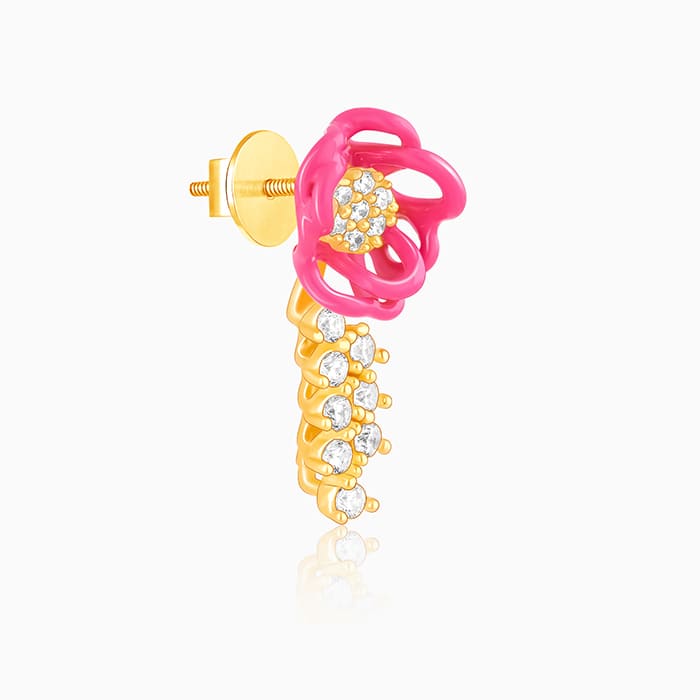 Golden Pink Brahma Kamal Earrings