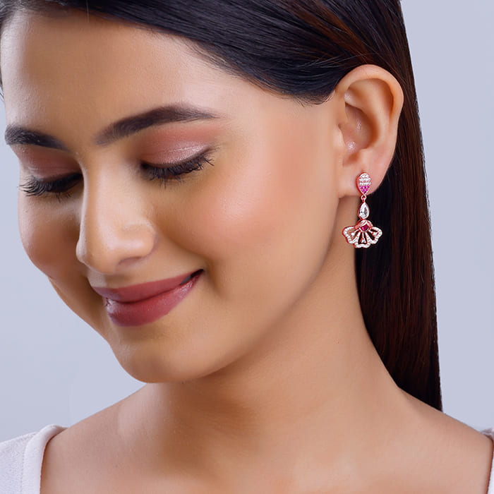 Rose Gold Crowning Eyebright Dangler Earrings