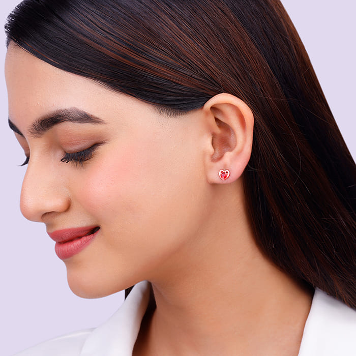 Rose Gold Cute Love Studs