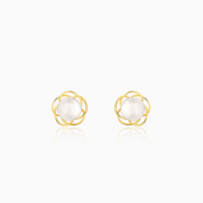Golden Nested Pearl Earrings