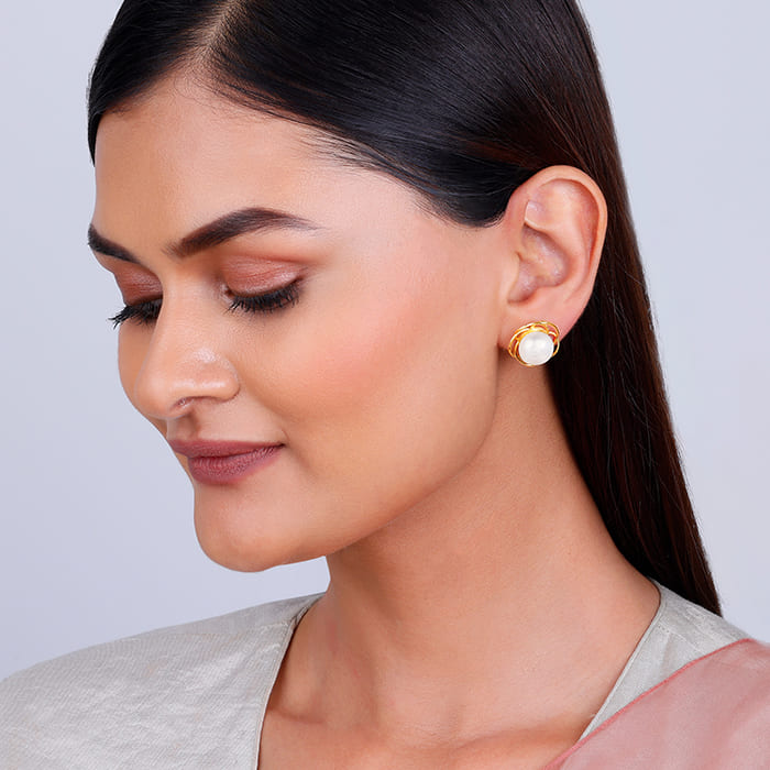 Golden Nested Pearl Earrings