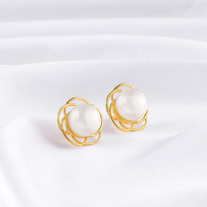 Golden Nested Pearl Earrings