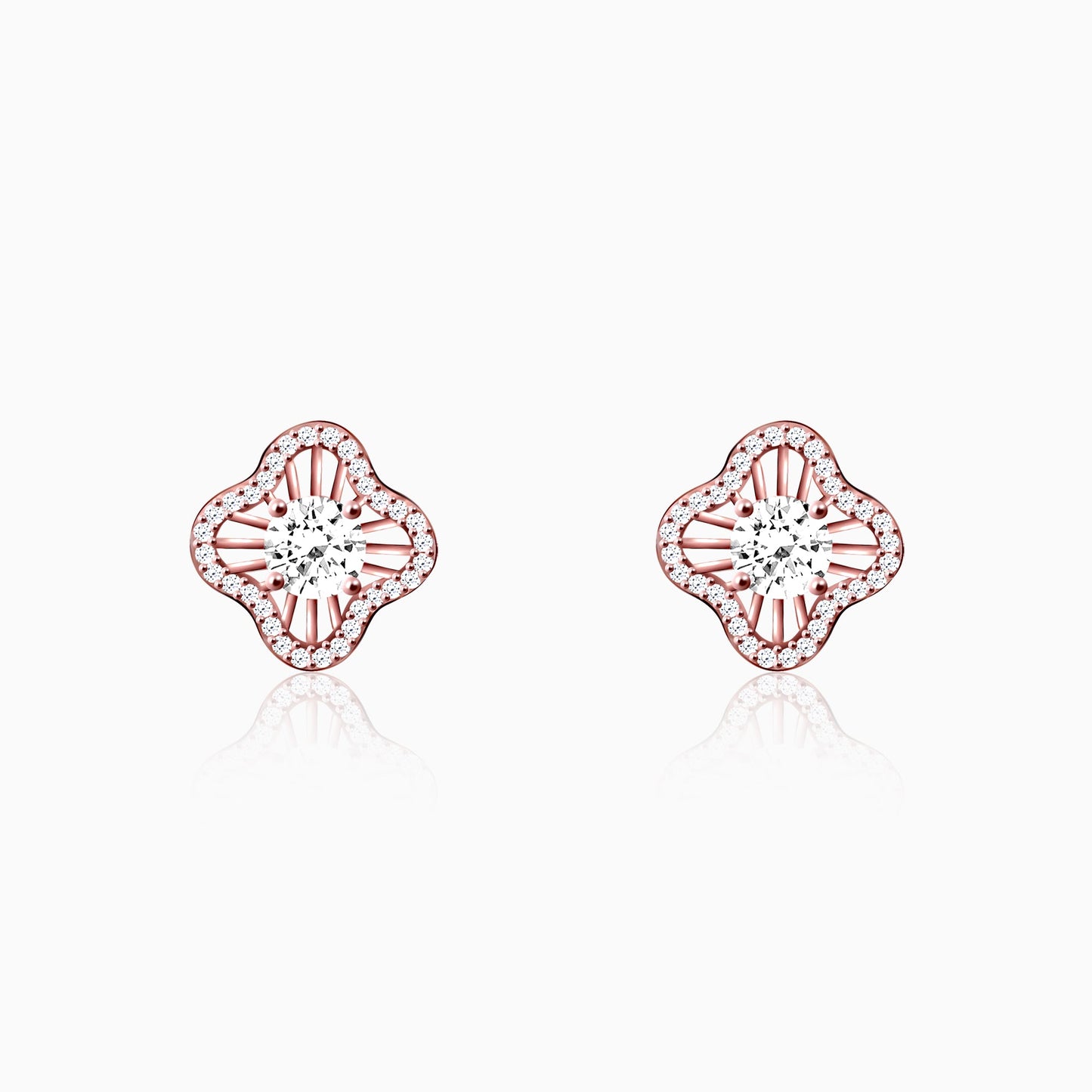 Rose Gold Flower Blossom Earrings
