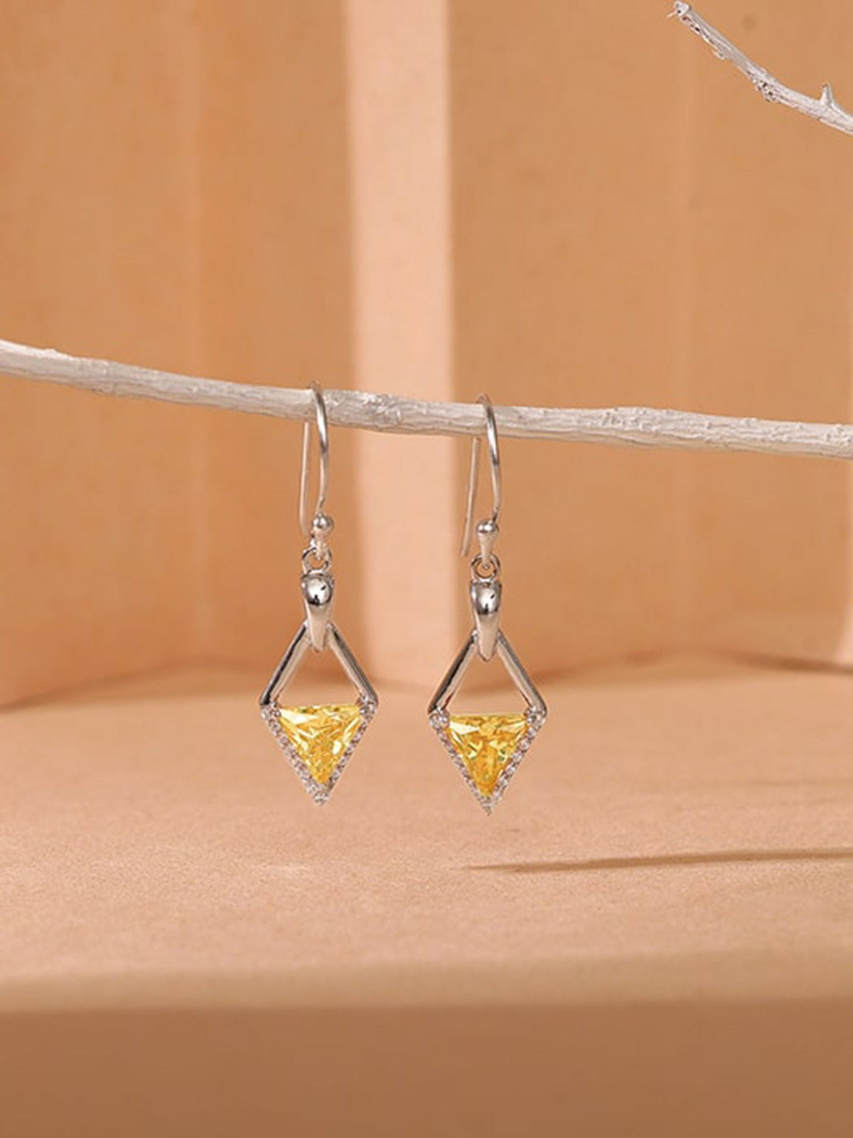 Silver Yellow Prism Earrings