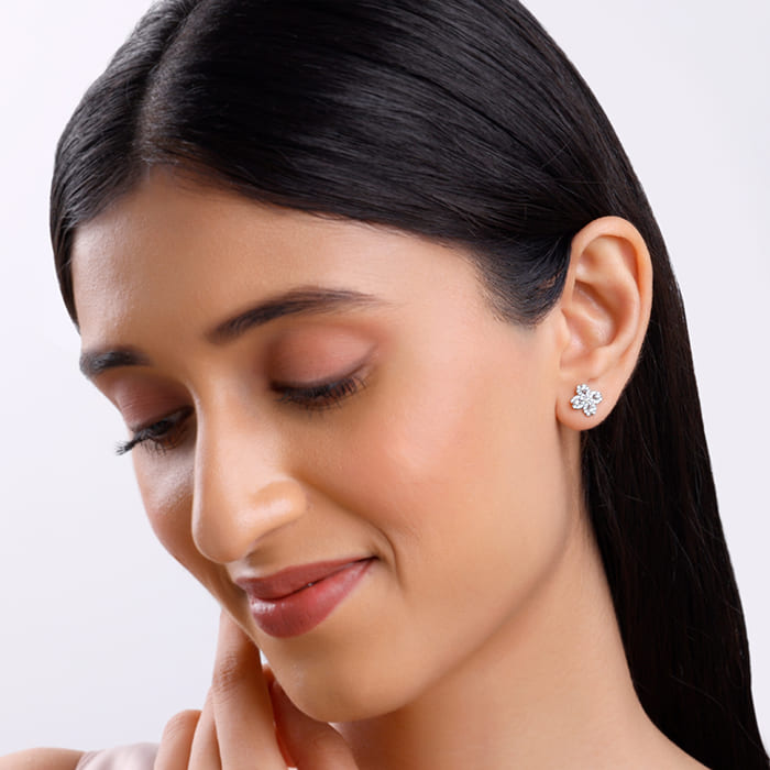 Silver Trendy Clover Earrings