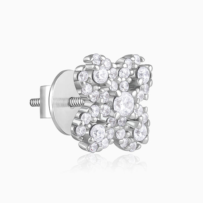 Silver Trendy Clover Earrings