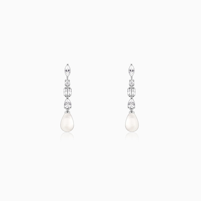 Silver Pearly Hug Earrings