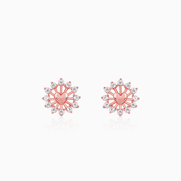 Rose Gold Floral Grace Heart Studs
